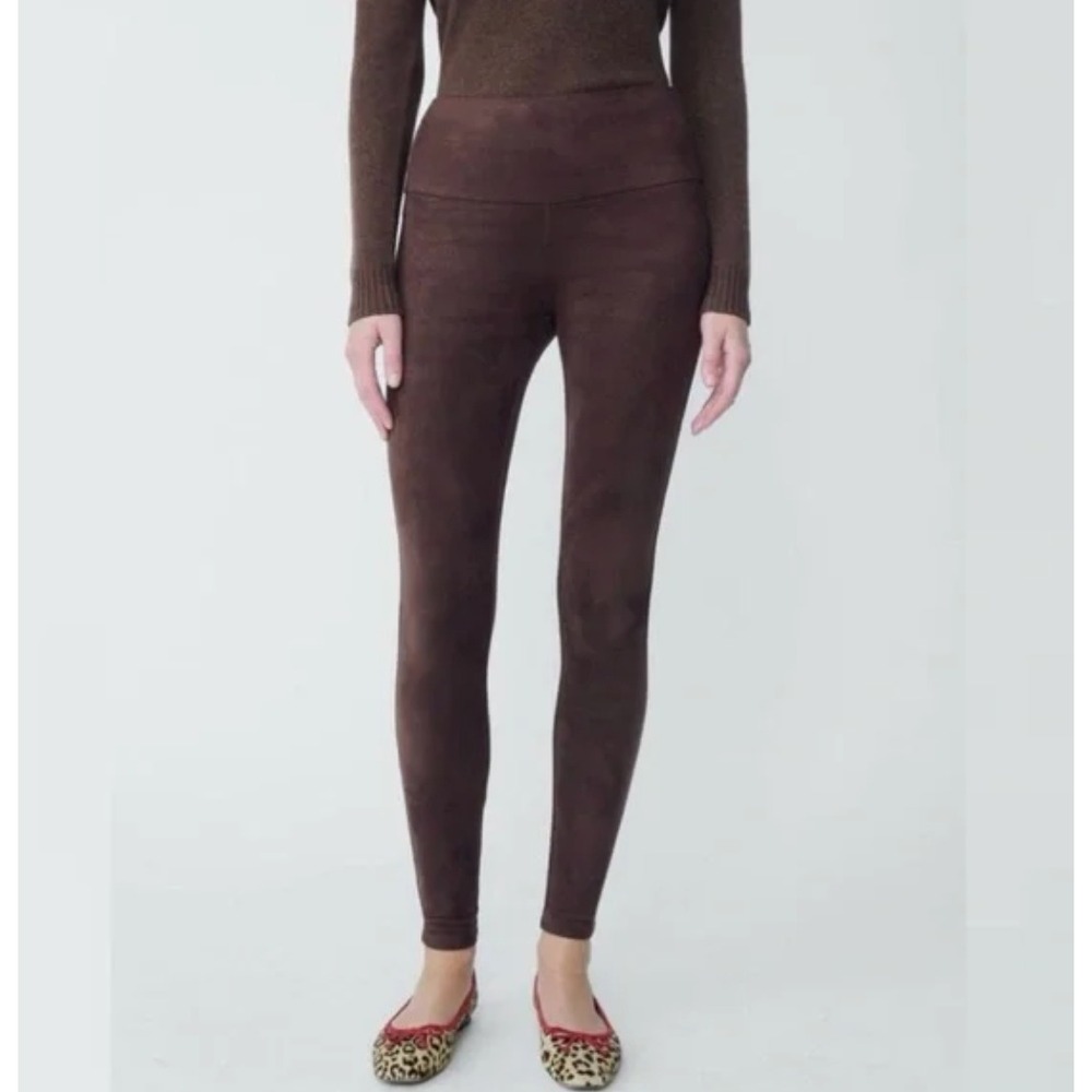 J McLaughlin Lori Legging Medium Mocha Solid Faux Suede High Waist Pants NWT‎